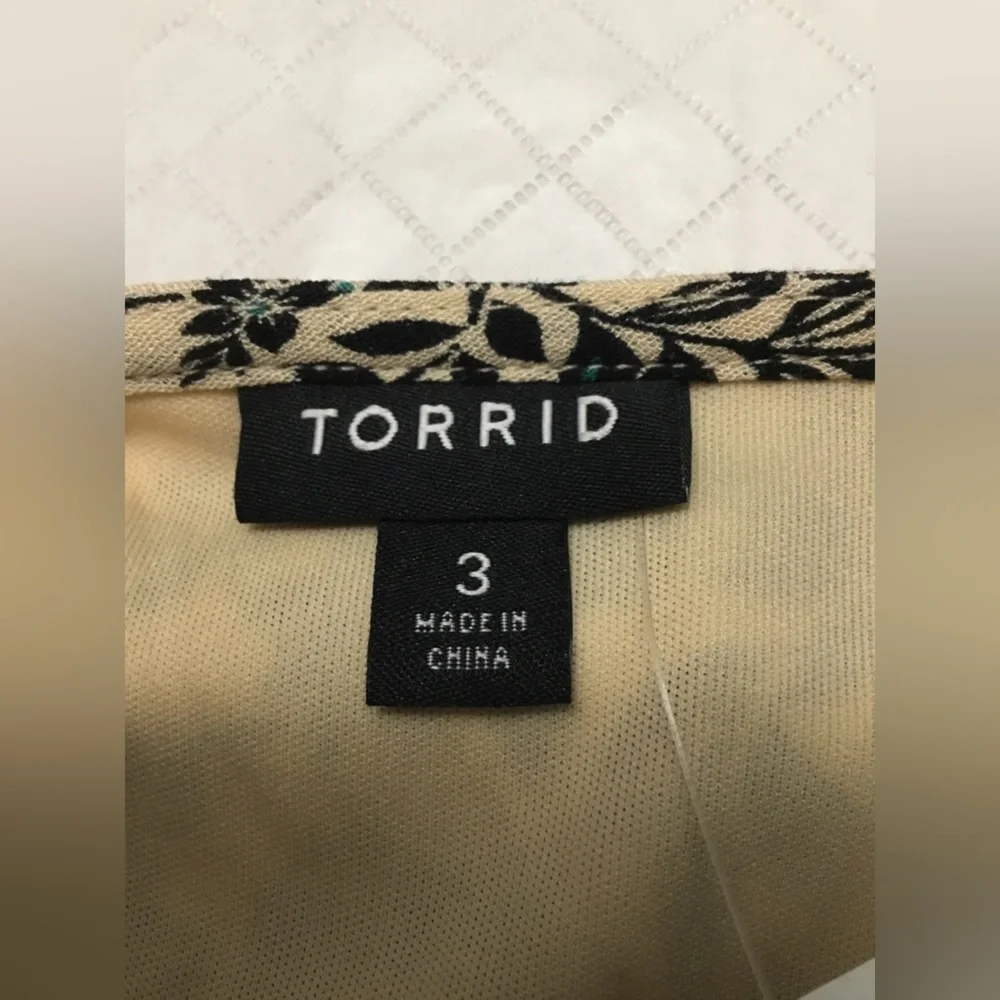 torrid Cream Floral Crochet-Trim Maxi Dress with Teal Accents - Picture 4 of 16